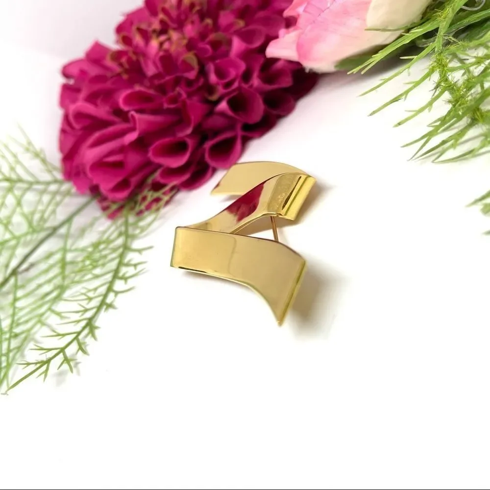 VINTAGE⚜️MONET Abstract Ribbon Golden Brooch